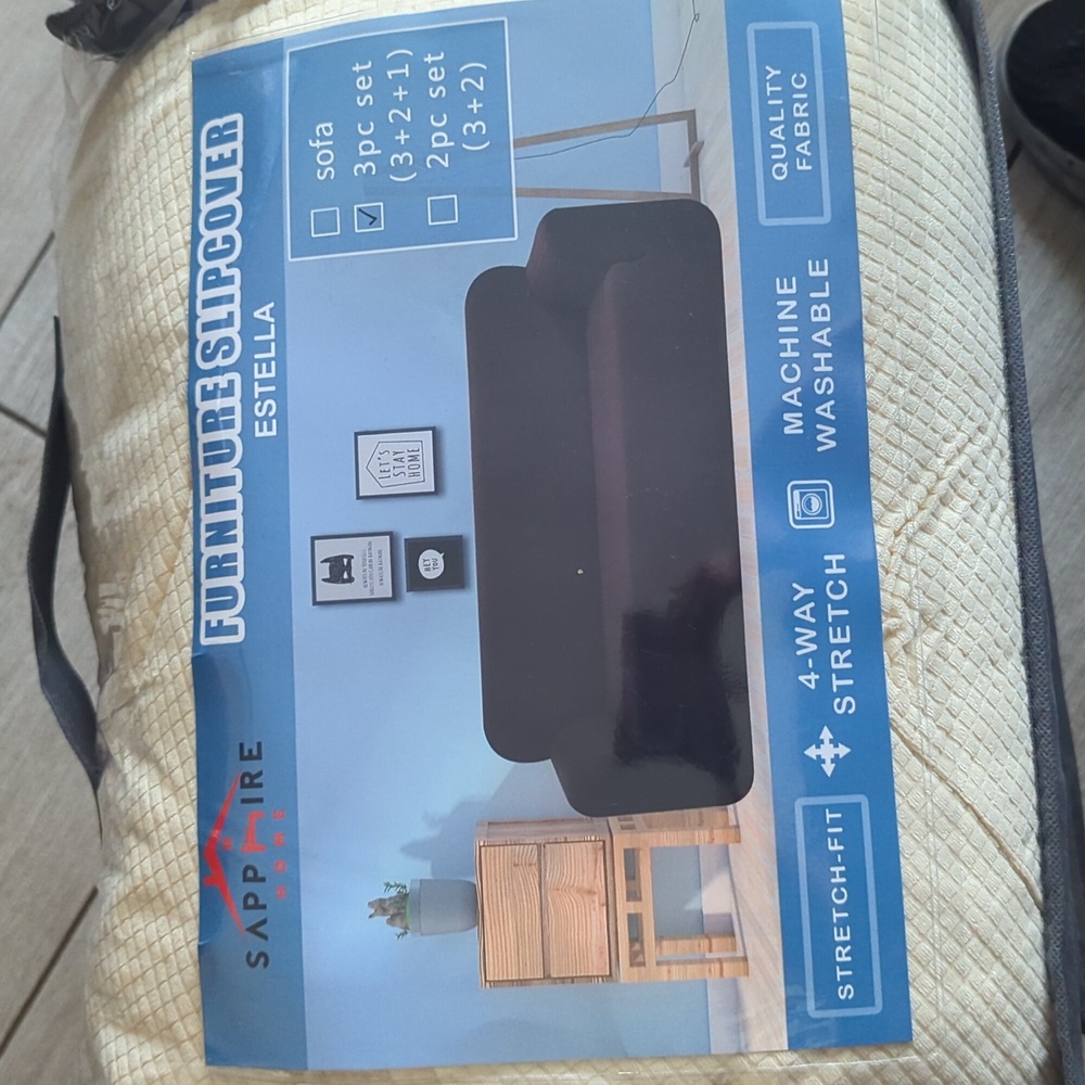 COPY - Sappfire slipcover, Luxury  3 Piece Set Ivory/ Beige